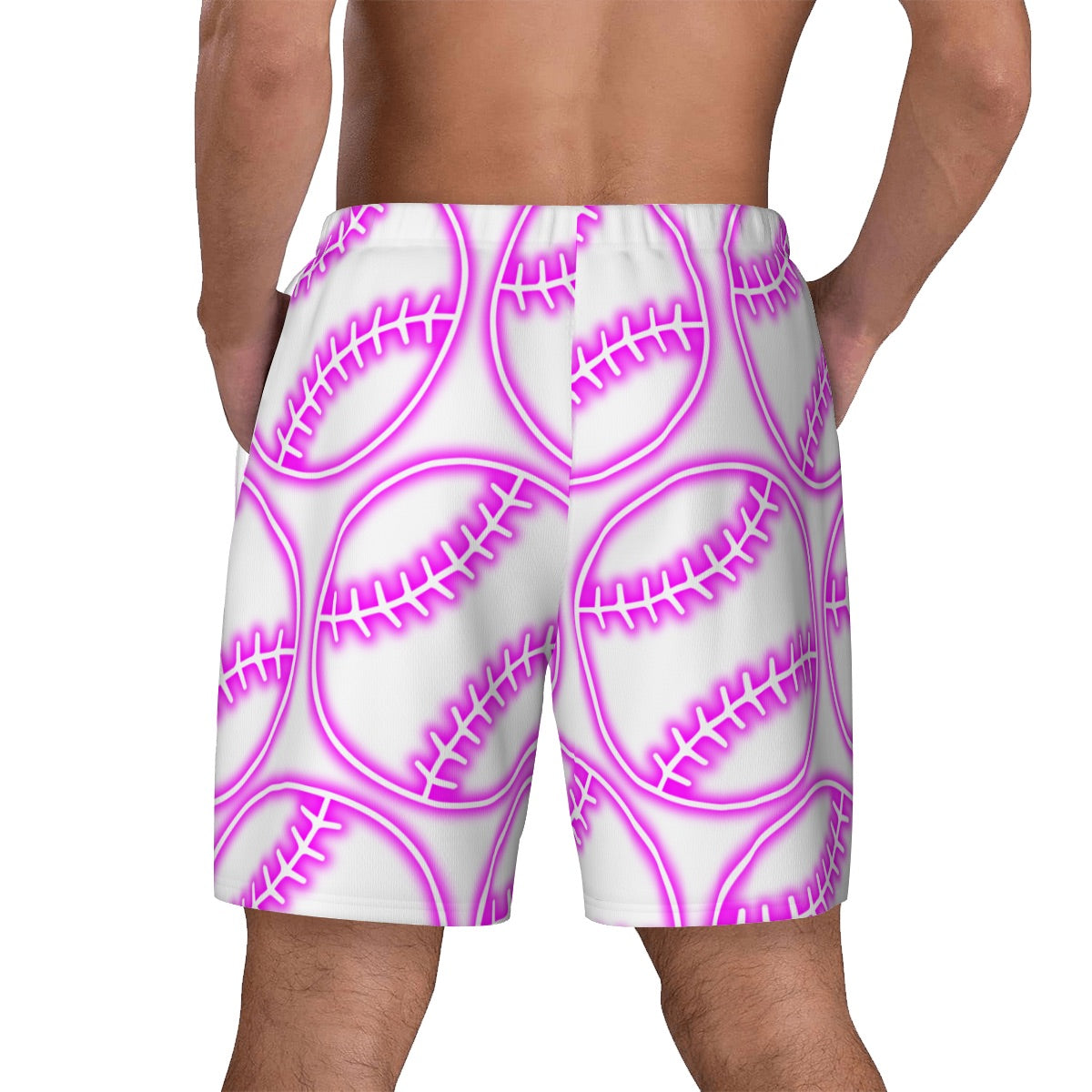 W2W Pro Mesh Hybrid Shorts - Neon Pink Baseballs