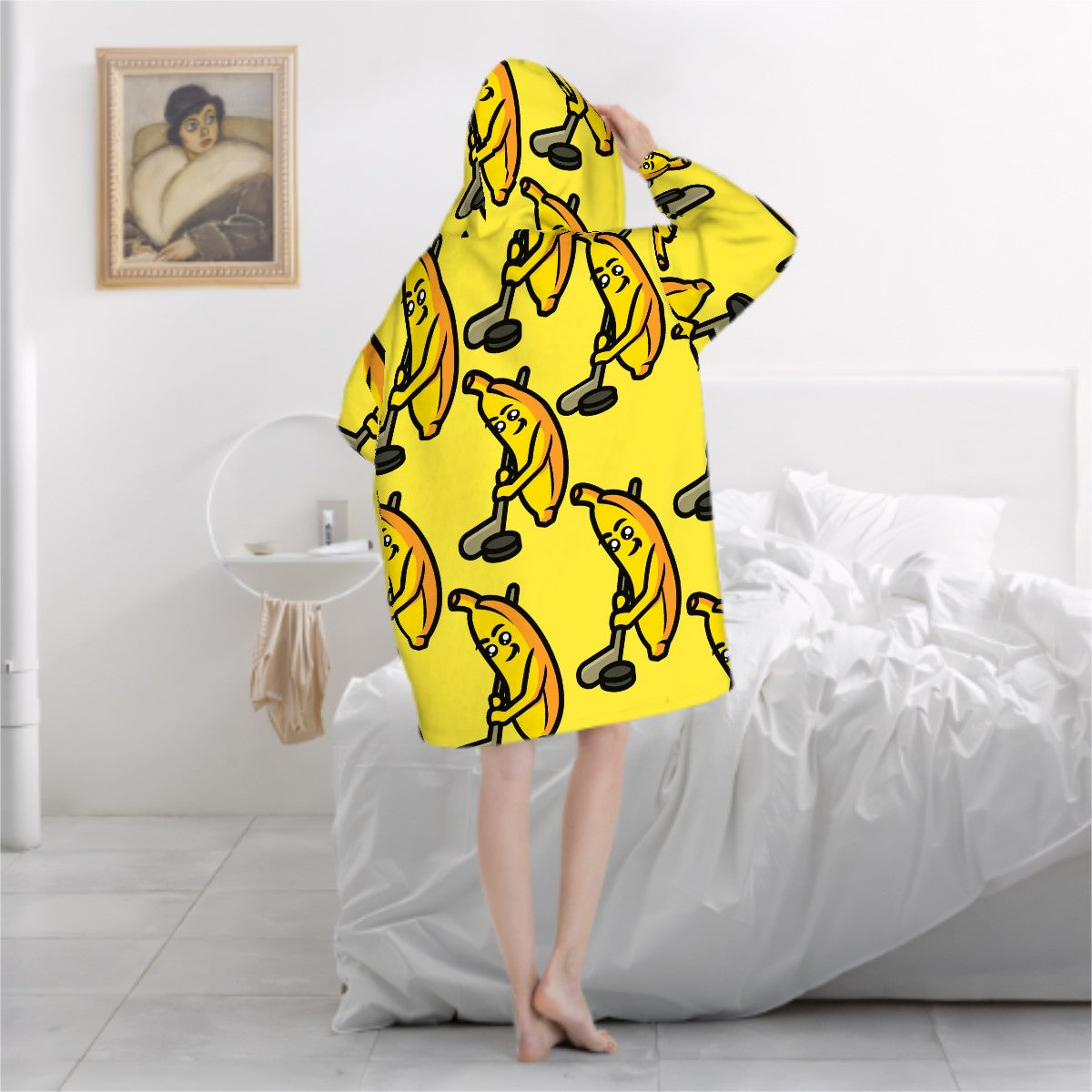 Adult Blanket Sweatshirt - Bananas for Hockey Yellow