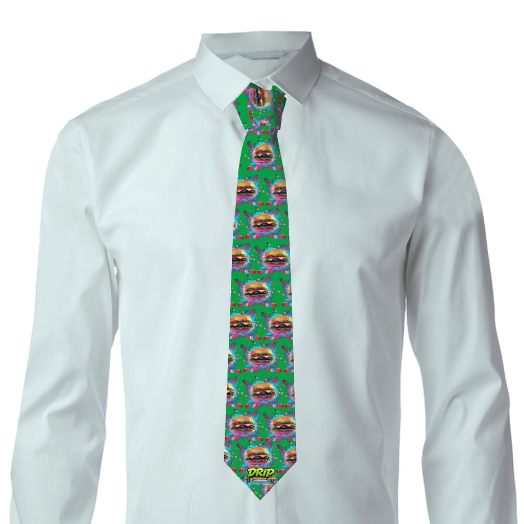 Game Day Tie - Cheeseburger and Hockey Sauce Classic Green