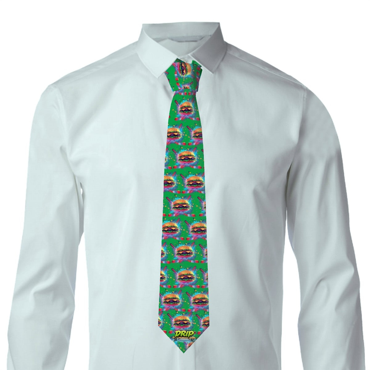 Game Day Tie - Cheeseburger and Hockey Sauce Classic Green
