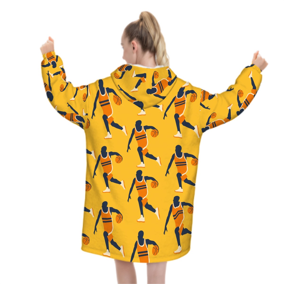 Adult Blanket Sweatshirt - Basketball Dribble Gold