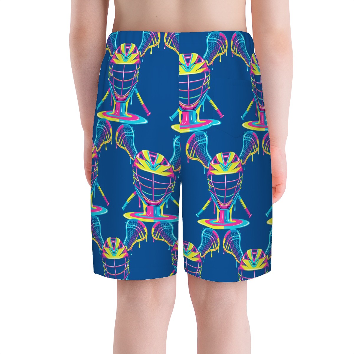 Youth Swim Shorts - Lacrosse Rainbow Drip Dark Blue