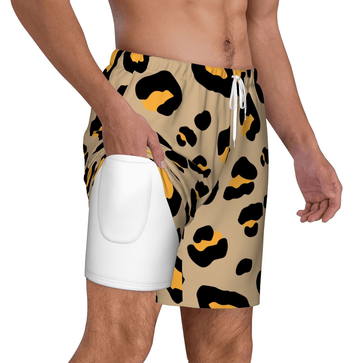 W2W Pro Mesh Hybrid Shorts - Drip Bench Leopard Khaki Tan