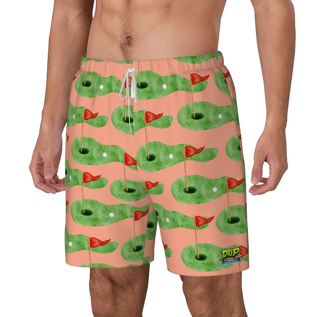 W2W Pro Mesh Hybrid Shorts - Green Hole Sketch Salmon