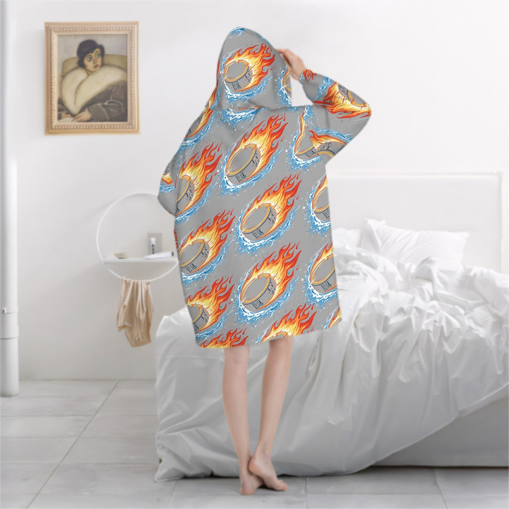Adult Blanket Sweatshirt - Flamin Hockey Pucks Grey