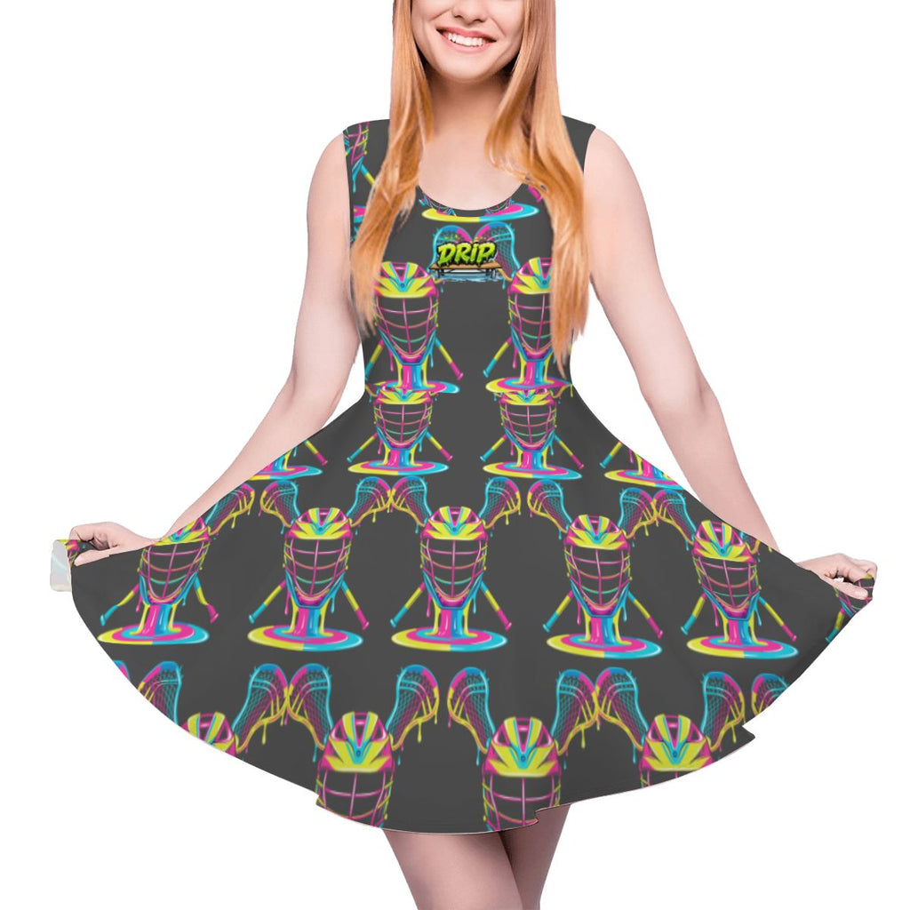 Women's Game Day Dress - Lacrosse Rainbow Drip Charcoal