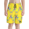 Youth Swim Shorts - Lacrosse Rainbow Drip Yellow