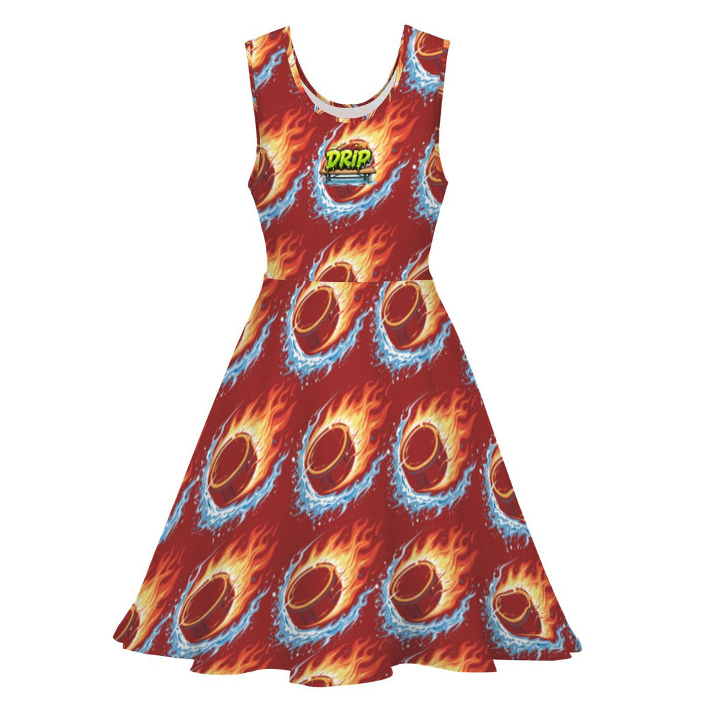 Women's Game Day Dress - Flamin Hockey Pucks Classic Red