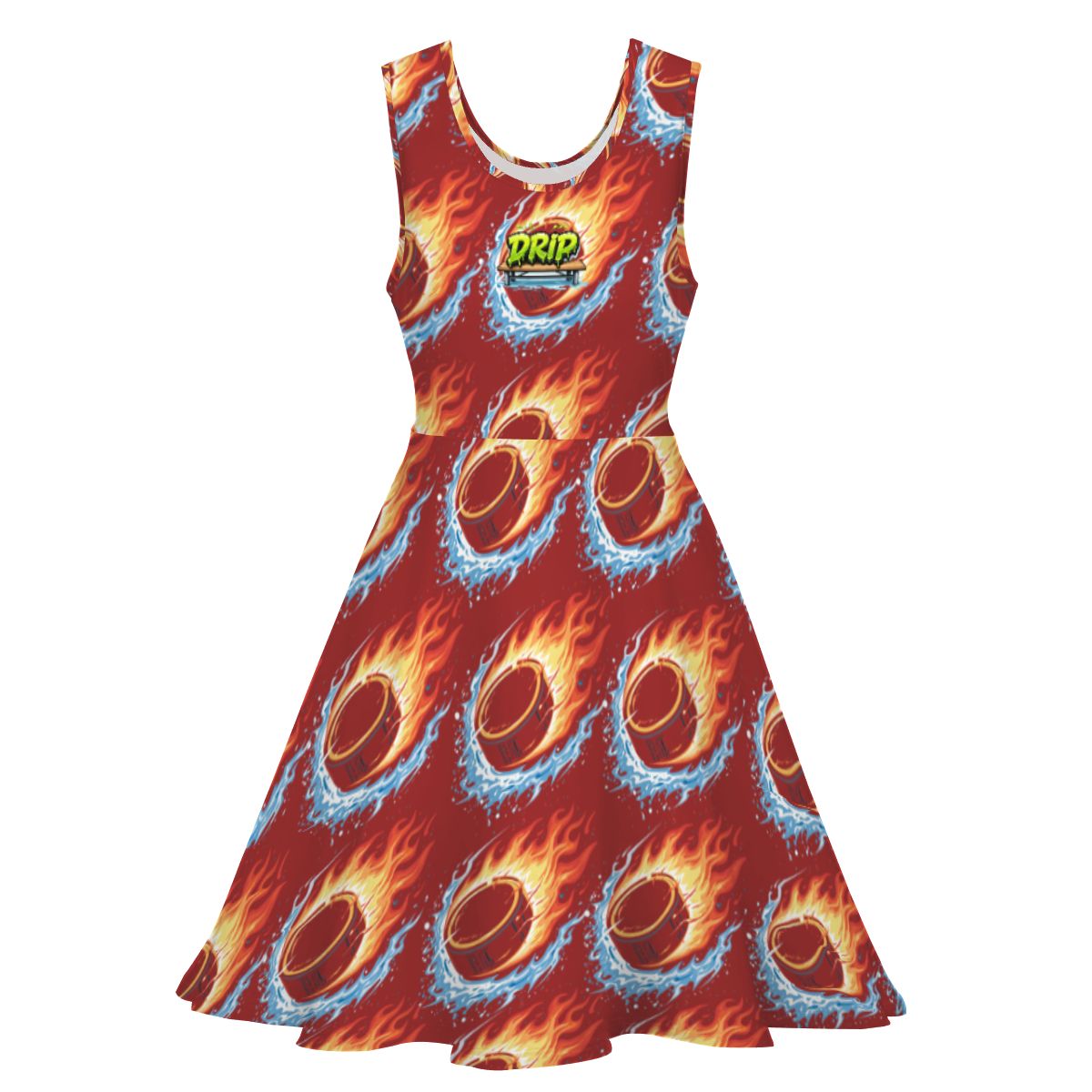 Women's Game Day Dress - Flamin Hockey Pucks Classic Red