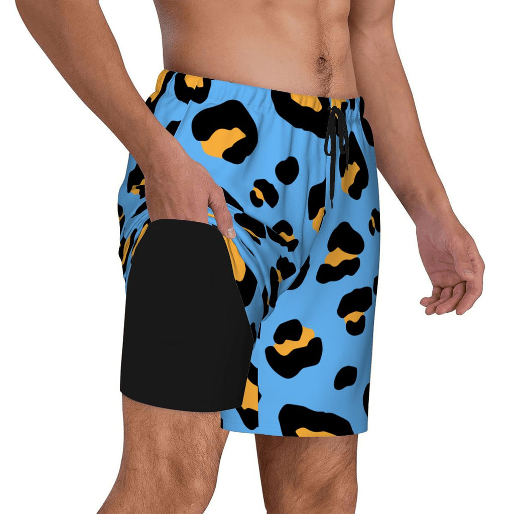 W2W Pro Mesh Hybrid Shorts - Drip Bench Leopard Sky Blue