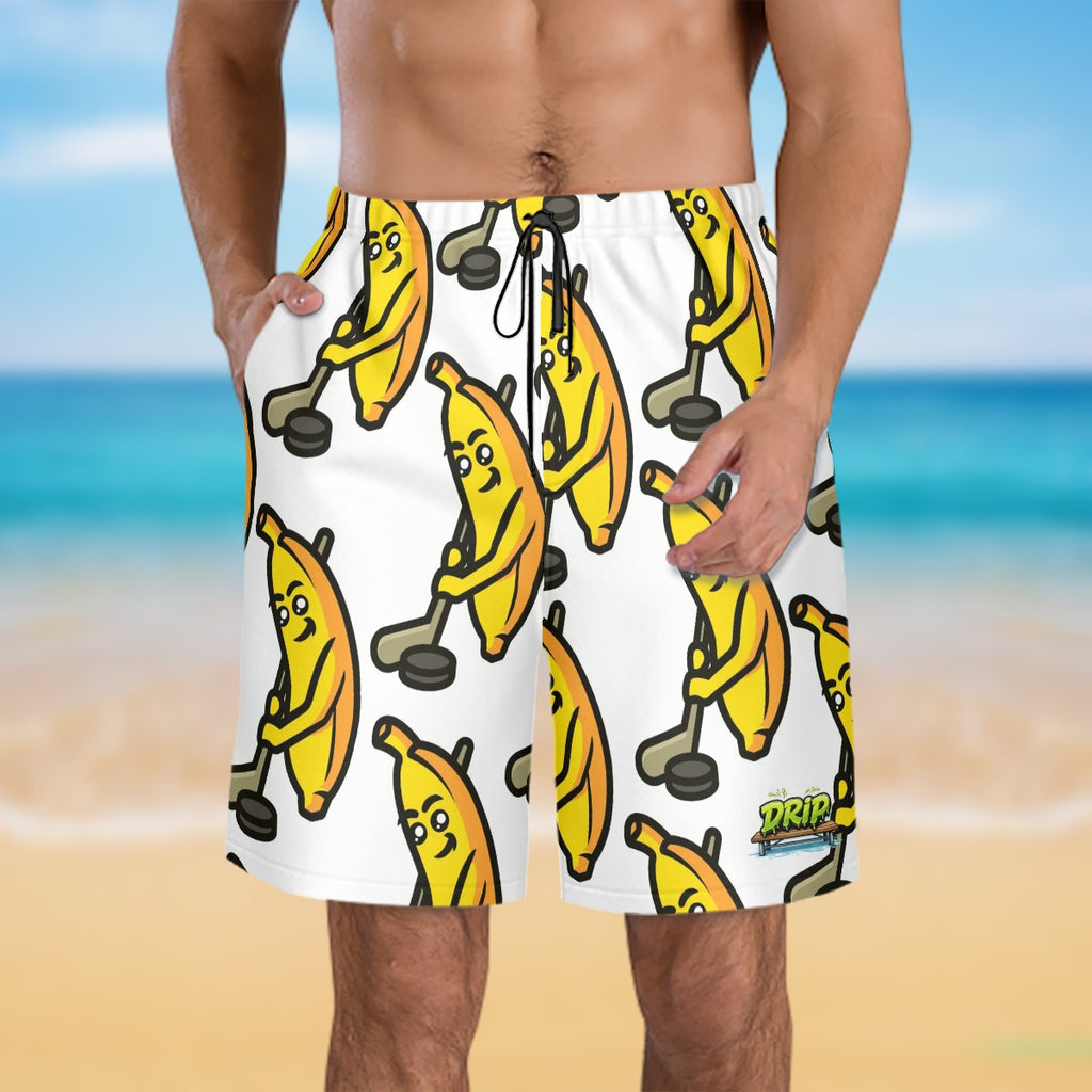 Men/Teen Swim Shorts - Bananas for Hockey White