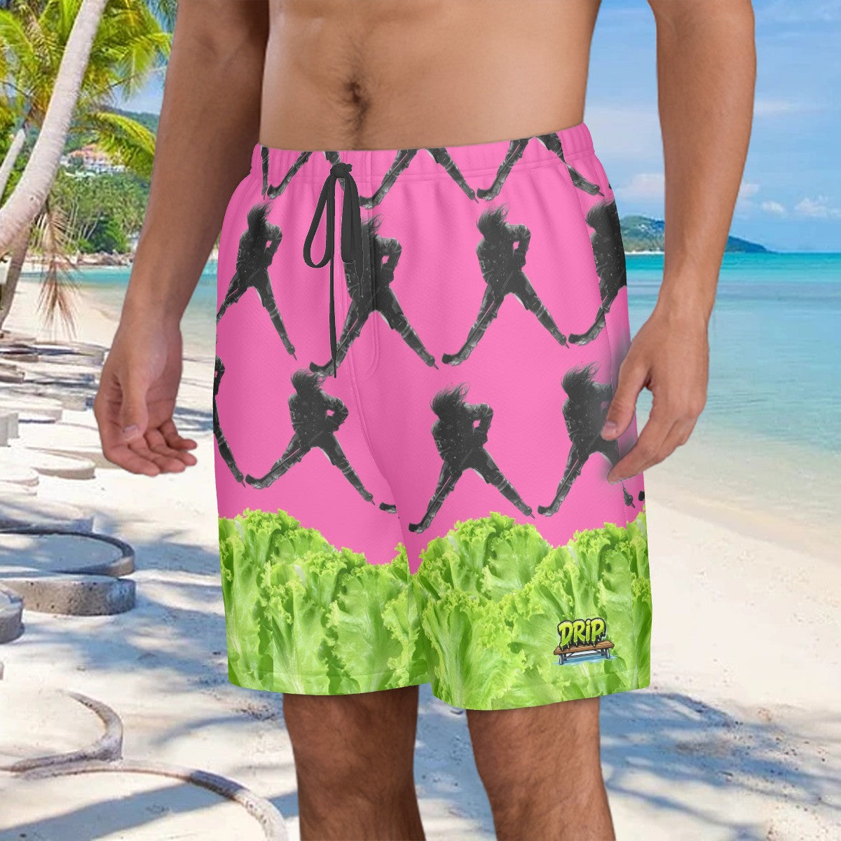 Men/Teen Swim Shorts - Lettuce Hockey Flo Pink