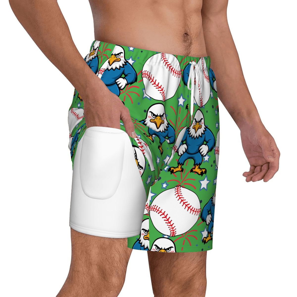 W2W Pro Mesh Hybrid Shorts - Stars and Strikes Green