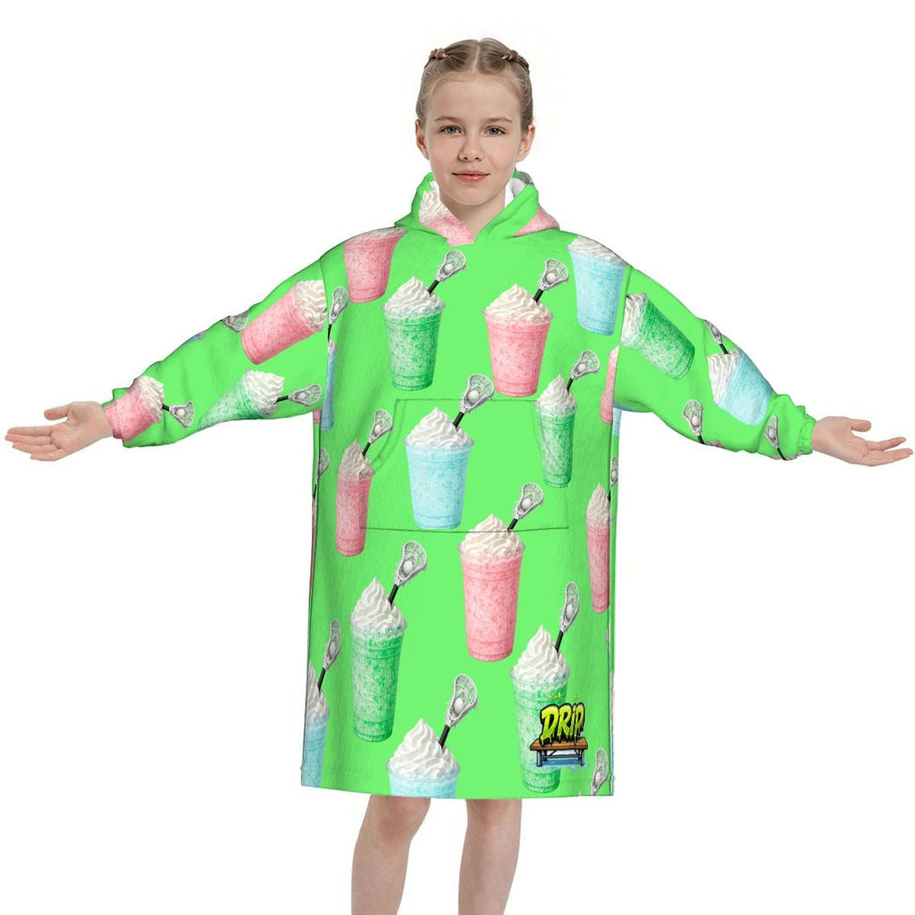 Youth Blanket Sweatshirt - Ice Cream Lacrosse Hot Green