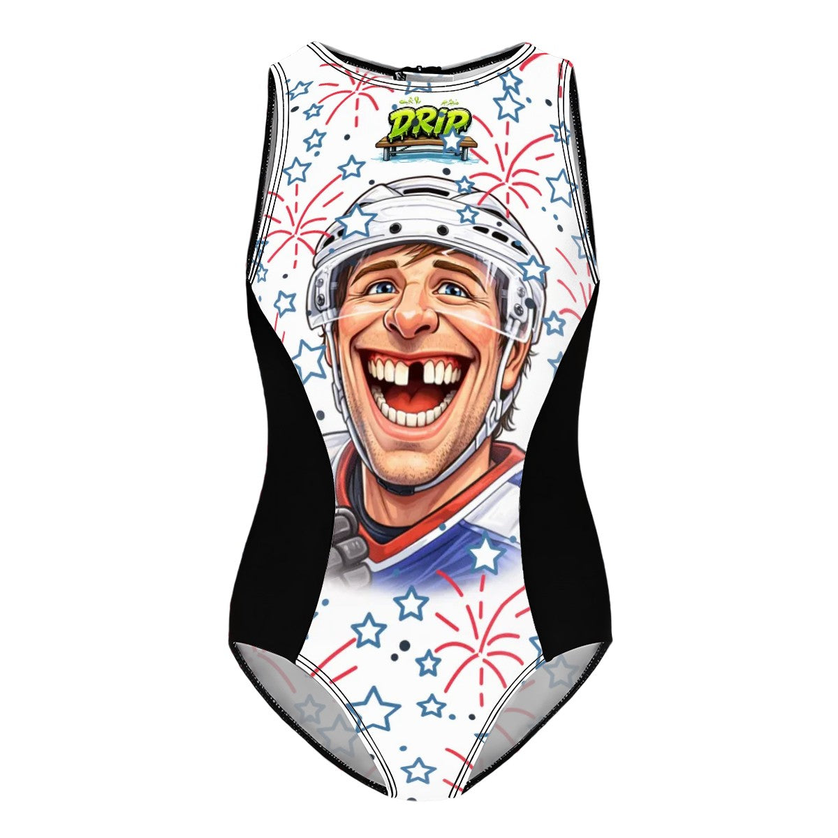 Girls One Piece Swimsuits - Red, White, and Tooth