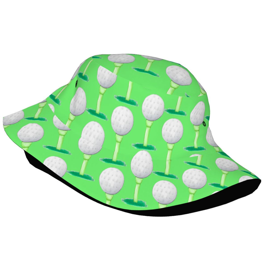 Drip Bucket Hat - Golf Ball and Tee Hot Green