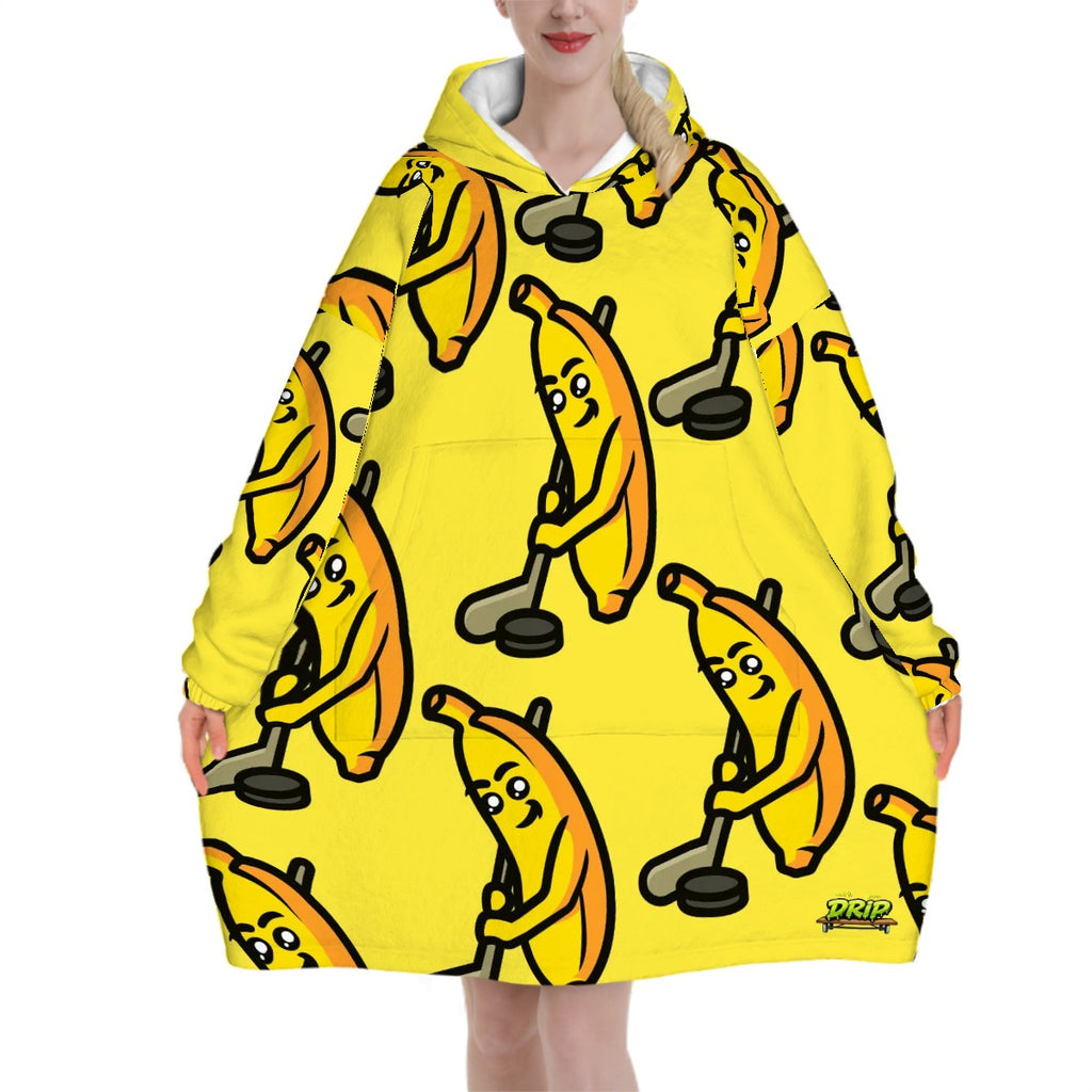 Adult Blanket Sweatshirt - Bananas for Hockey Yellow