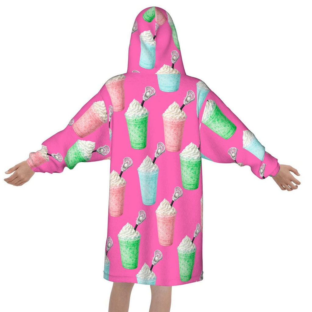 Youth Blanket Sweatshirt - Ice Cream Lacrosse Hot Pink