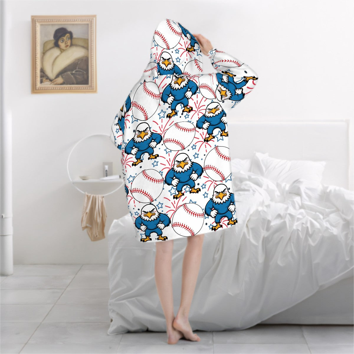 Adult Blanket Sweatshirt - Stars and Strikes White