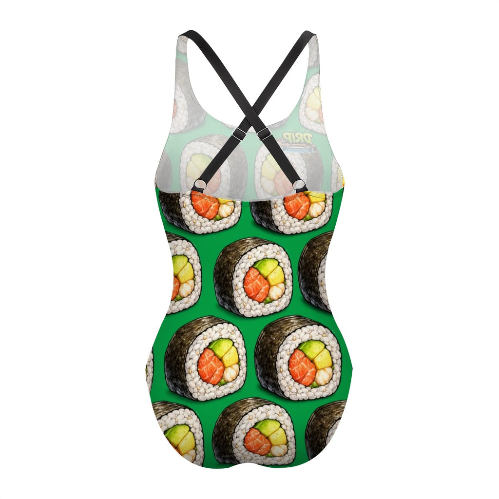 Cross-Back One Piece Swimsuit Women - Sushi