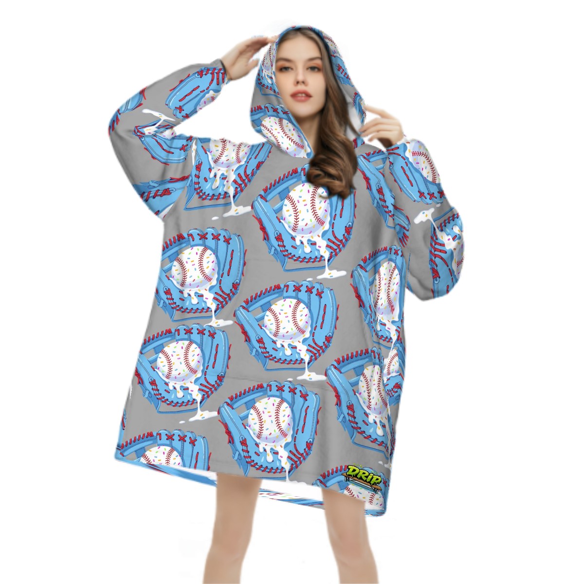 Adult Blanket Sweatshirt - Sprinkles Ice Cream Drip Grey