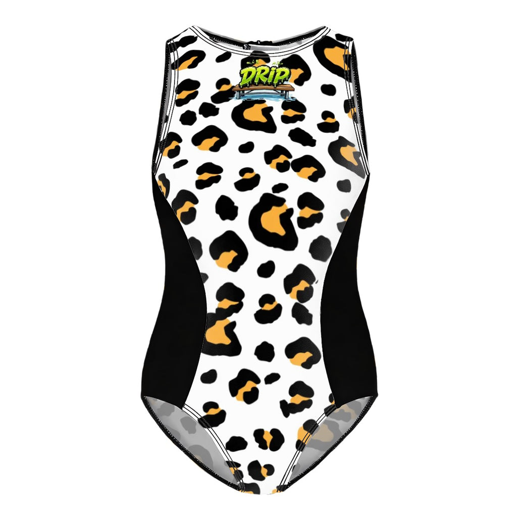 Girls One Piece Swimsuits - Drip Bench Leopard White
