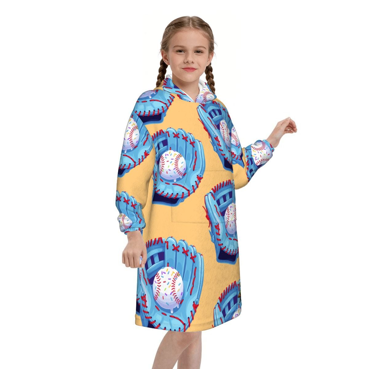 Youth Blanket Sweatshirt - Baseball Sprinkles Drip Sherbert Orange