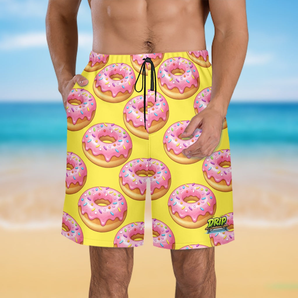 Men/Teen Swim Shorts - Donut Drip Yellow