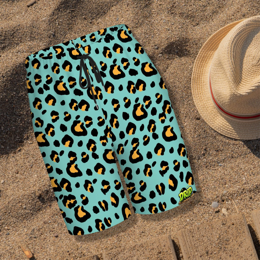 Youth Swim Shorts - Drip Bench Leopard Caribbean