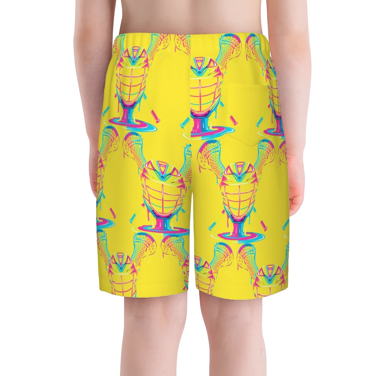 Youth Swim Shorts - Lacrosse Rainbow Drip Yellow
