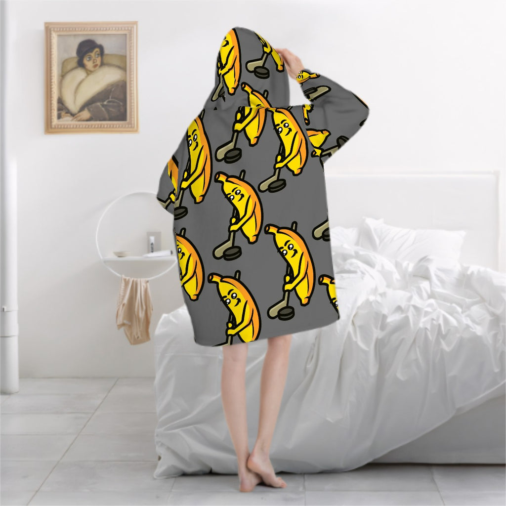 Adult Blanket Sweatshirt - Bananas for Hockey Dark Grey