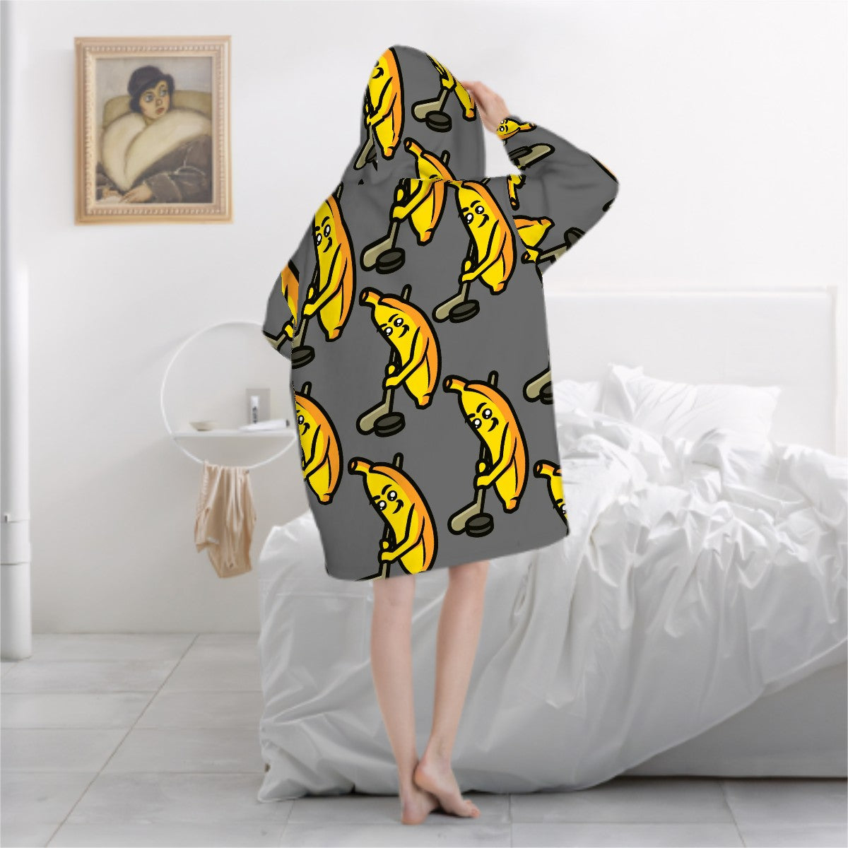 Adult Blanket Sweatshirt - Bananas for Hockey Dark Grey