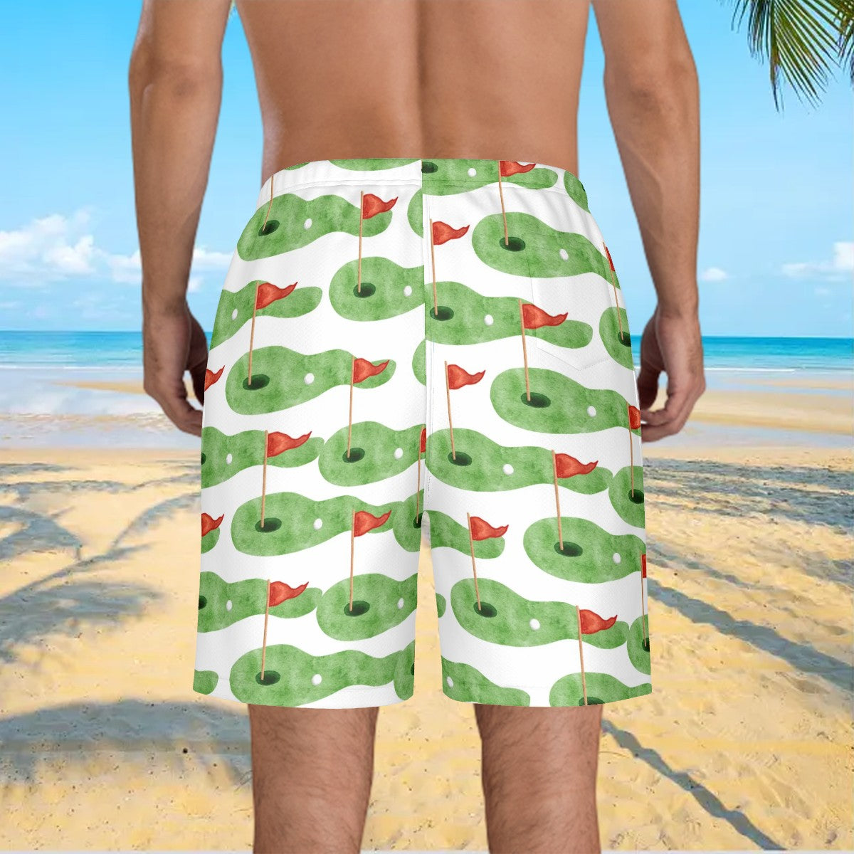 Water to Workout Hybrid Shorts - Golf Hole and Flag White