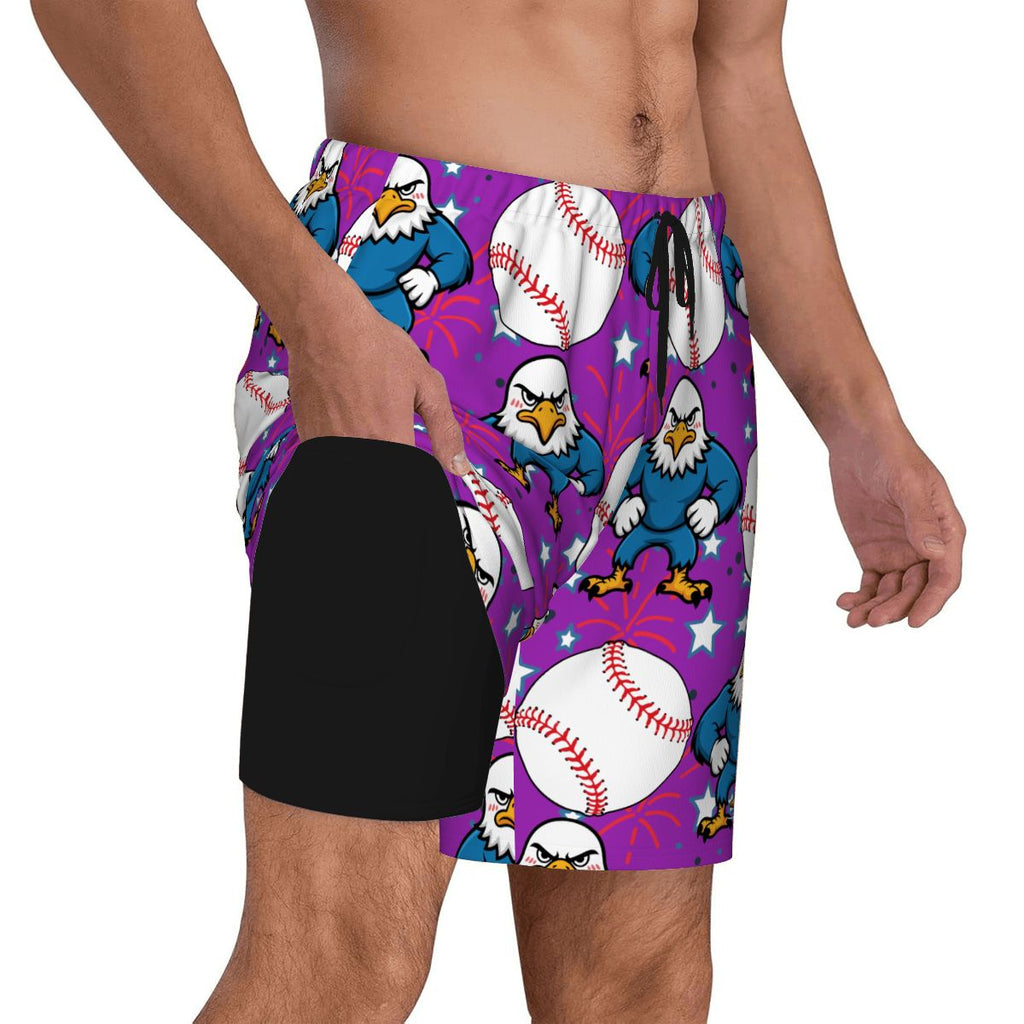W2W Pro Mesh Hybrid Shorts - Stars and Strikes Purple