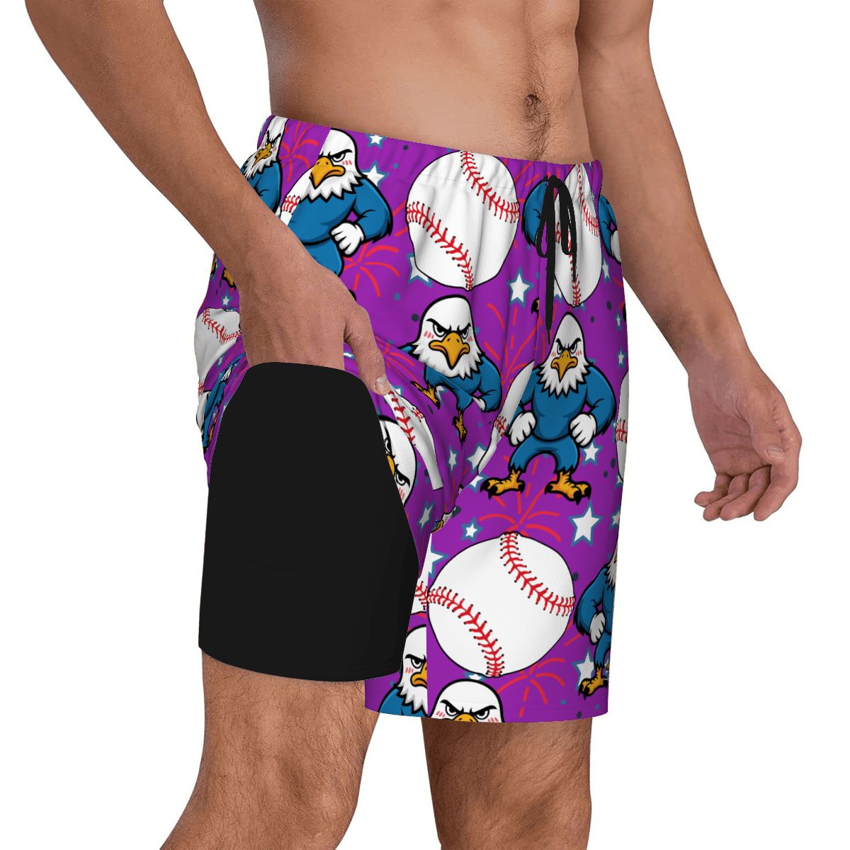 W2W Pro Mesh Hybrid Shorts - Stars and Strikes Purple