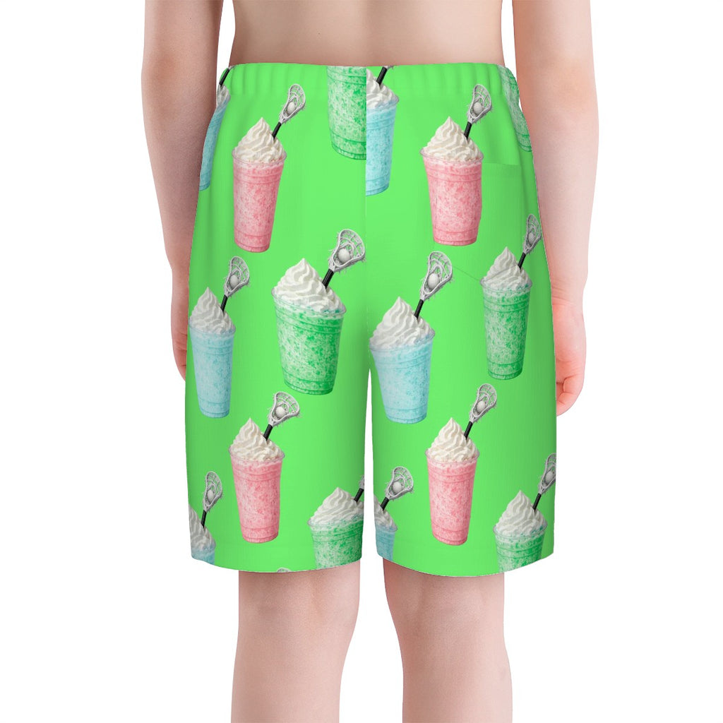 Youth Swim Shorts - Ice Cream Lacrosse Hot Green