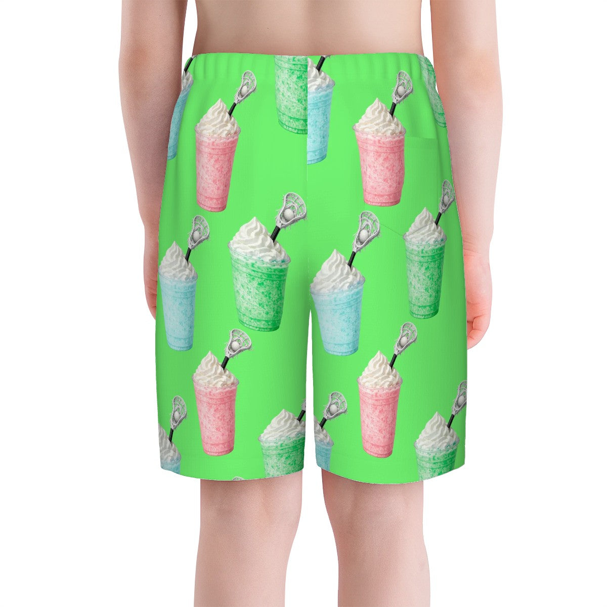 Youth Swim Shorts - Ice Cream Lacrosse Hot Green