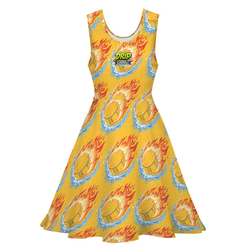 Women's Game Day Dress - Flamin Hockey Pucks Gold