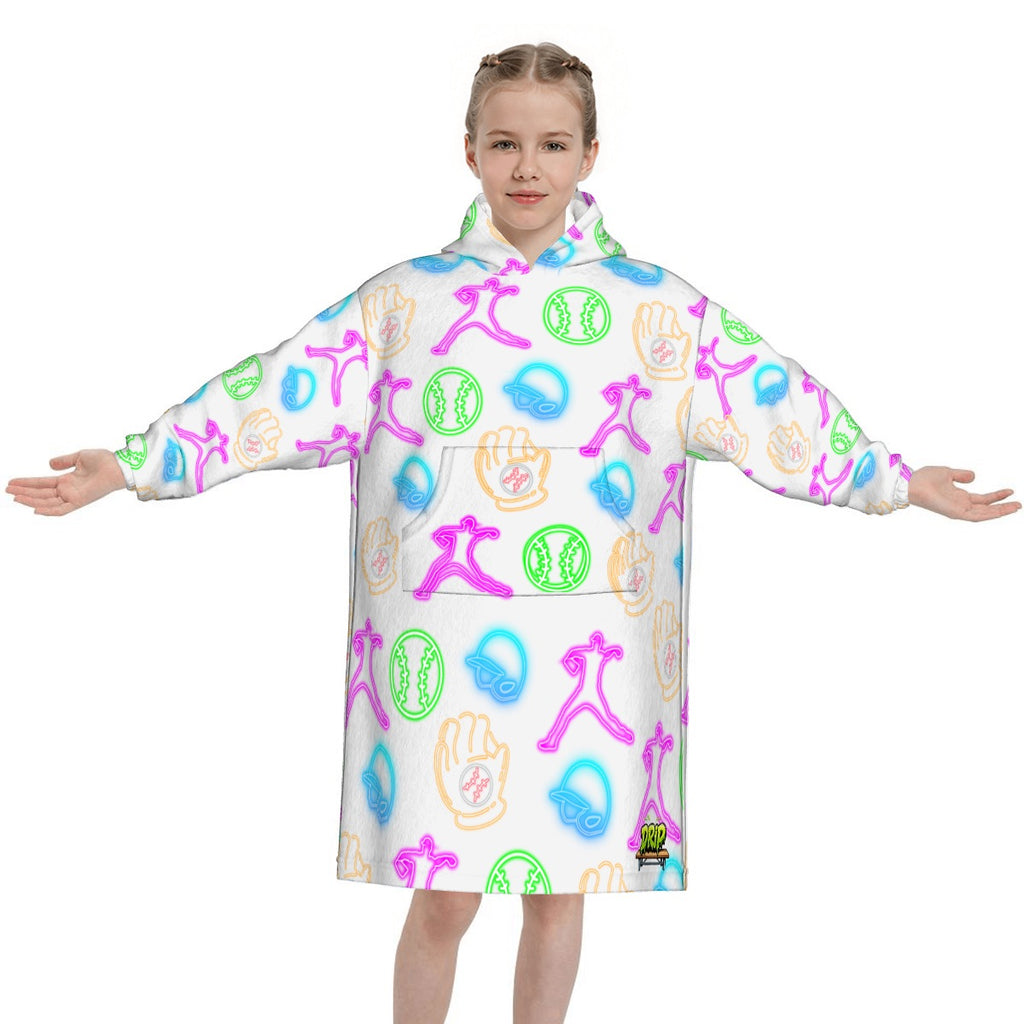 Youth Blanket Sweatshirt - White Neon Lights