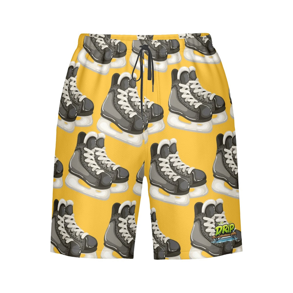 Men/Teen Swim Shorts - Hockey Skates Gold