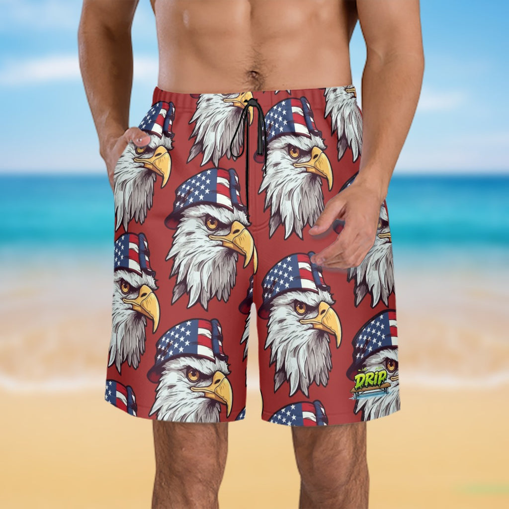 Men/Teen Swim Shorts - Eagles Fly Classic Red