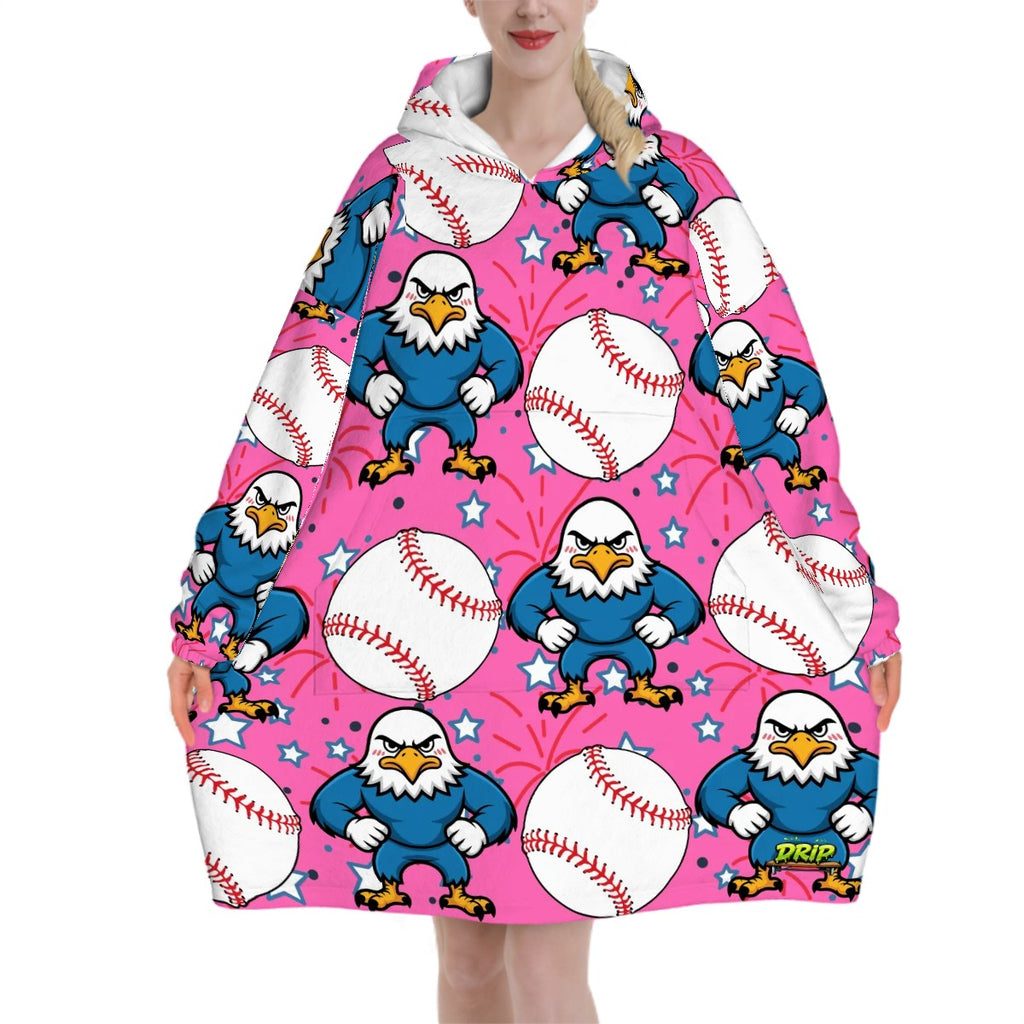 Adult Blanket Sweatshirt - Stars and Strikes Hot Pink