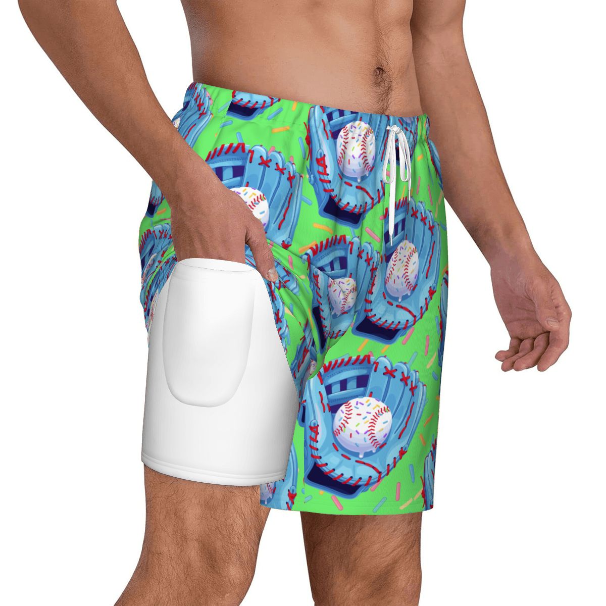 W2W Pro Mesh Hybrid Shorts - Baseball Sprinkles Drip Hot Green