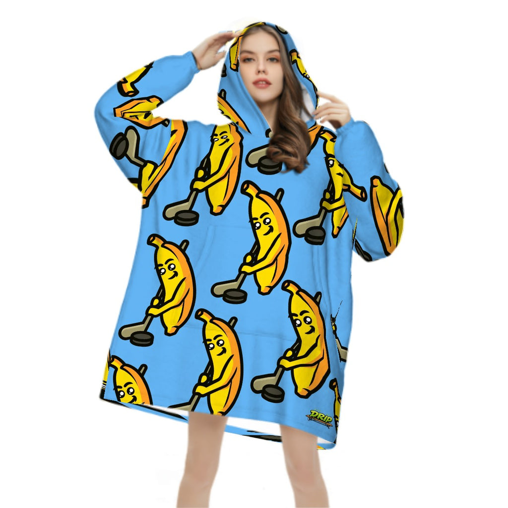 Adult Blanket Sweatshirt - Bananas for Hockey Sky Blue