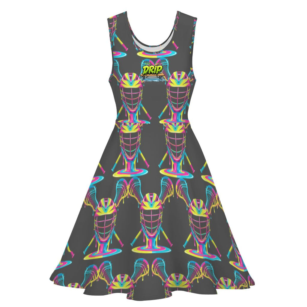 Women's Game Day Dress - Lacrosse Rainbow Drip Charcoal