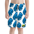 Youth Swim Shorts - Blue Hockey Gloves White