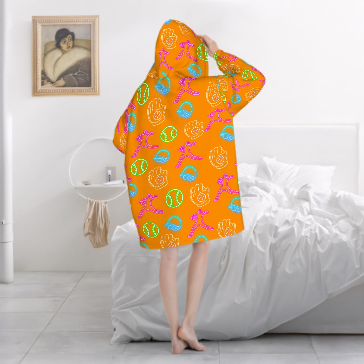Adult Blanket Sweatshirt - Orange Neon Lights