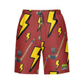 Men/Teen Swim Shorts - Lightning Bolts and Hockey Sticks Classic Red