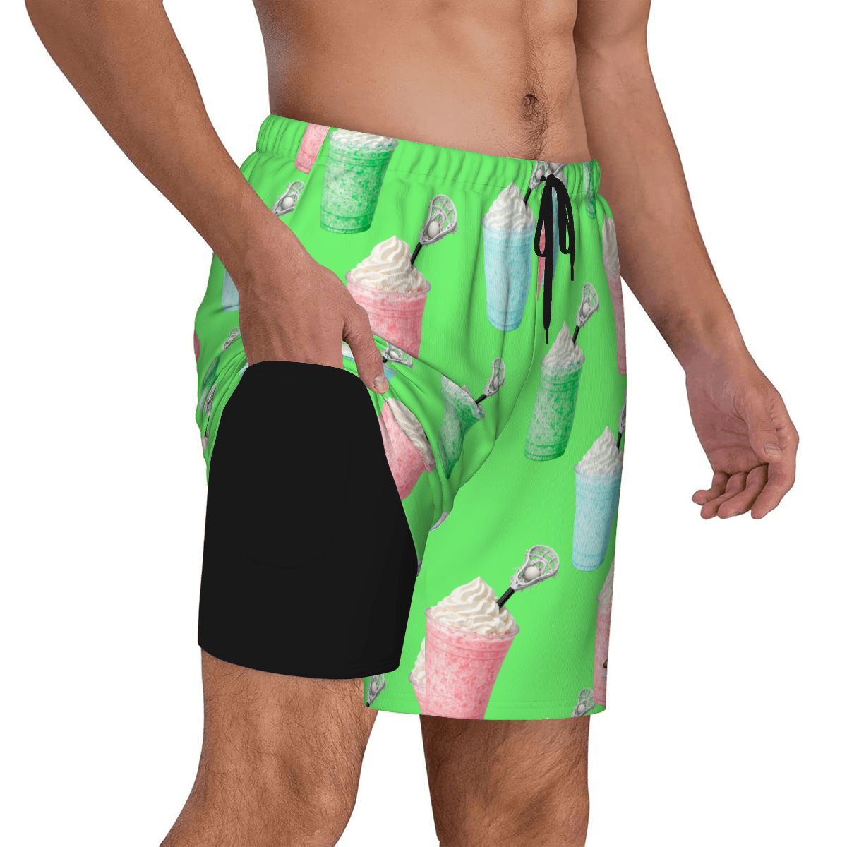 W2W Pro Mesh Hybrid Shorts - Ice Cream Lacrosse Hot Green