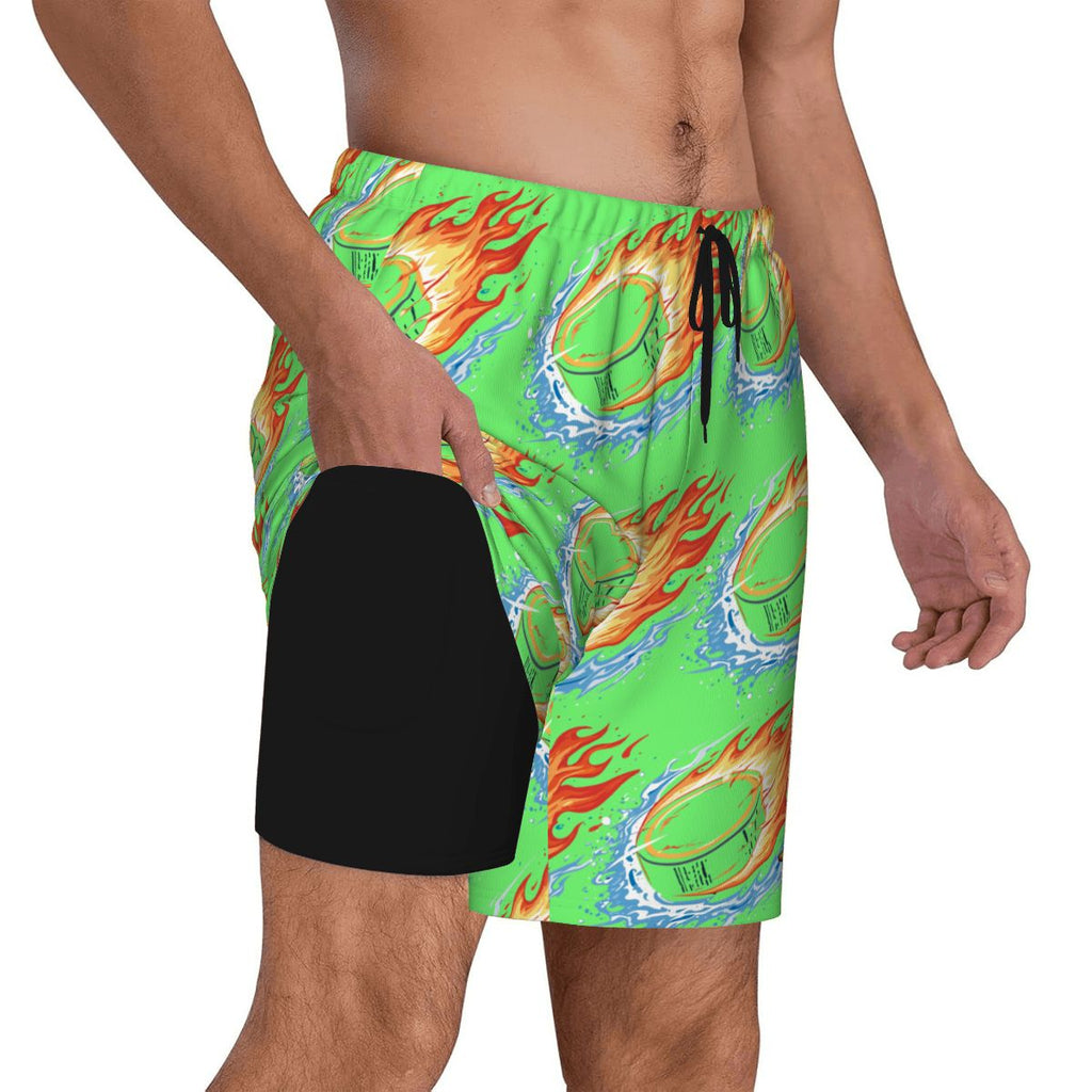 W2W Pro Mesh Hybrid Shorts - Flamin Hockey Pucks Hot Green